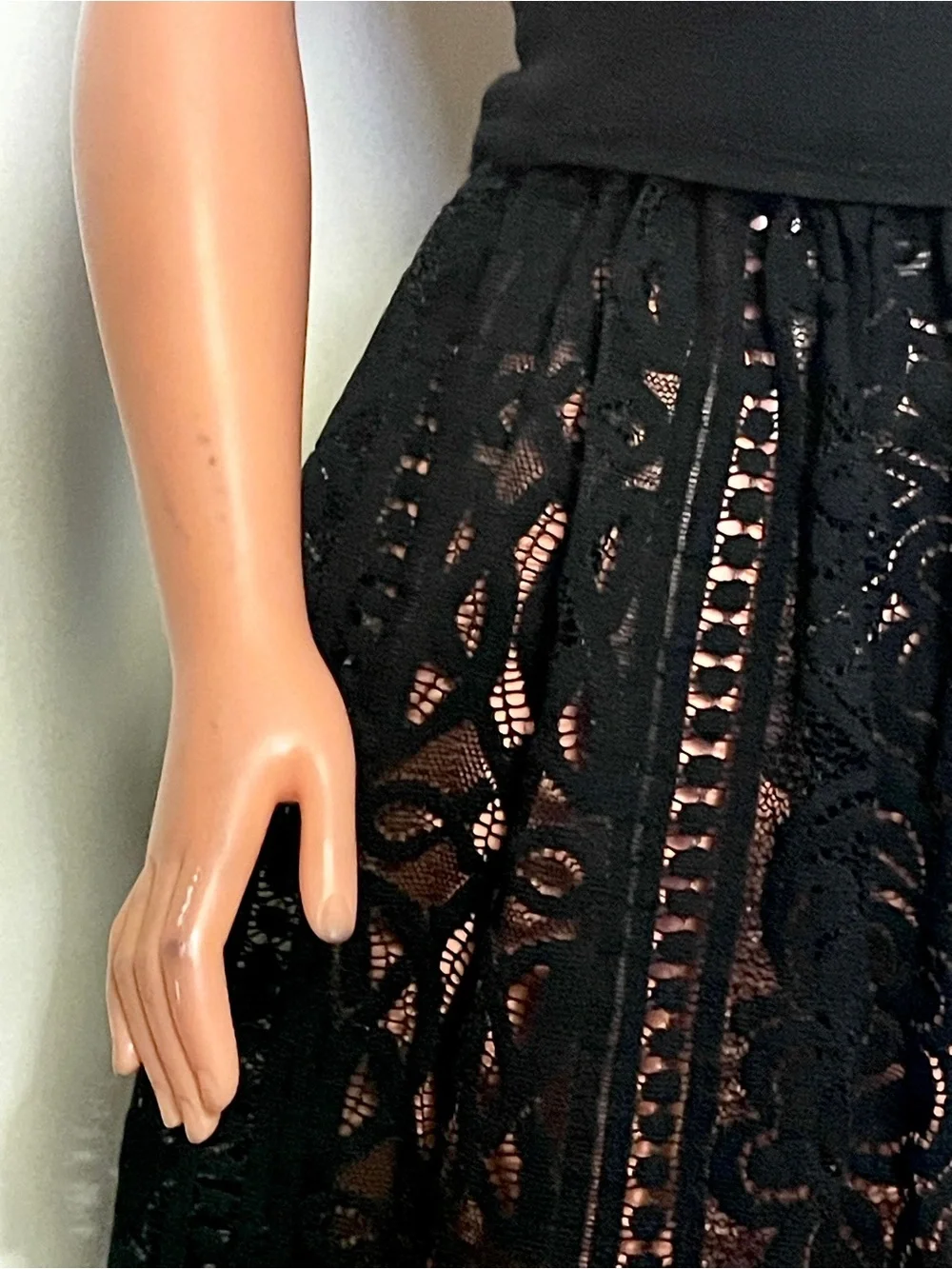 Black top and long black lace skirt. For My Size Barbie Doll. New, Nice